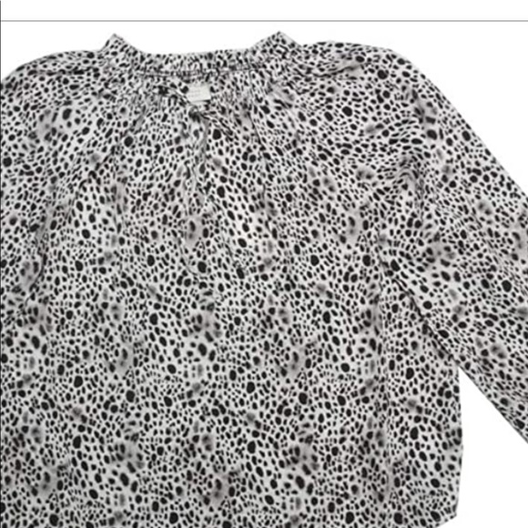 Peasant Boho Animal Print Blouse Black White NWT - Picture 9 of 9